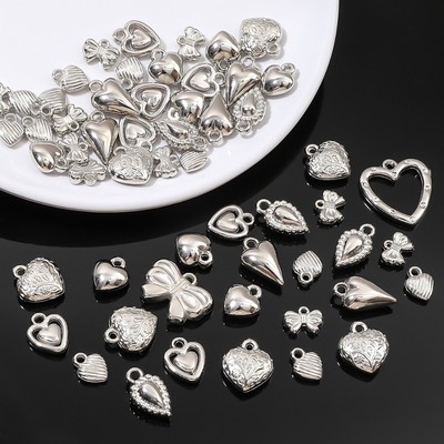 5-20 Chiếc Rhodium Mạ CCB Quyến Rũ Trái Tim Bướm Nơ Mặt Dây Chuyền Bông Tai Vòng Cổ Vòng Tay DIY Trang Sức Làm