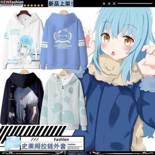 Anime that time i got reincarnated as a slime rimuru tempest cosplay trang phục unisex 3d áo khoác dây kéo có mũ trùm đầu y2k áo khoác ngoài