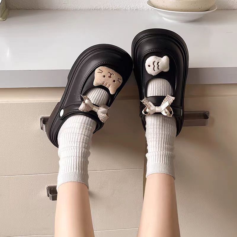 Dép Nữ Sục Cross Đế Cao 5cm Họa Tiết Sticker Mèo Cá Chống Trơn Trượt Khử Mùi Thời Trang Phong Cách Mới EVA Ngoài Trời | BigBuy360 - bigbuy360.vn