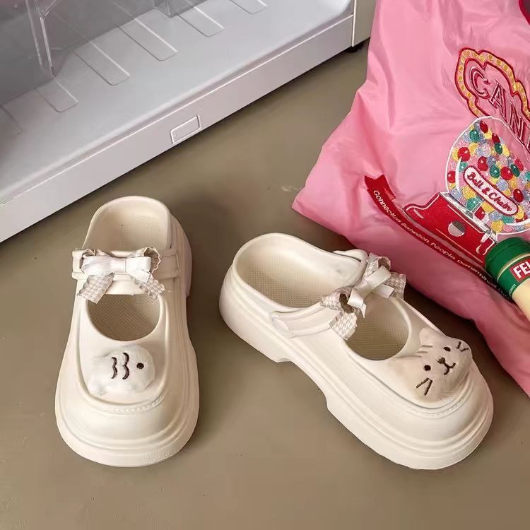 Dép Nữ Sục Cross Đế Cao 5cm Họa Tiết Sticker Mèo Cá Chống Trơn Trượt Khử Mùi Thời Trang Phong Cách Mới EVA Ngoài Trời | BigBuy360 - bigbuy360.vn