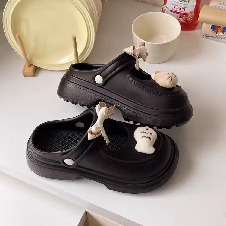 Dép Nữ Sục Cross Đế Cao 5cm Họa Tiết Sticker Mèo Cá Chống Trơn Trượt Khử Mùi Thời Trang Phong Cách Mới EVA Ngoài Trời | BigBuy360 - bigbuy360.vn