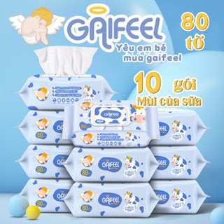 GAIFEEL khăn giấy ướt Sữa thơm em mềm mại không cồn bé ướt khăn lau 10 gói/800 tờ