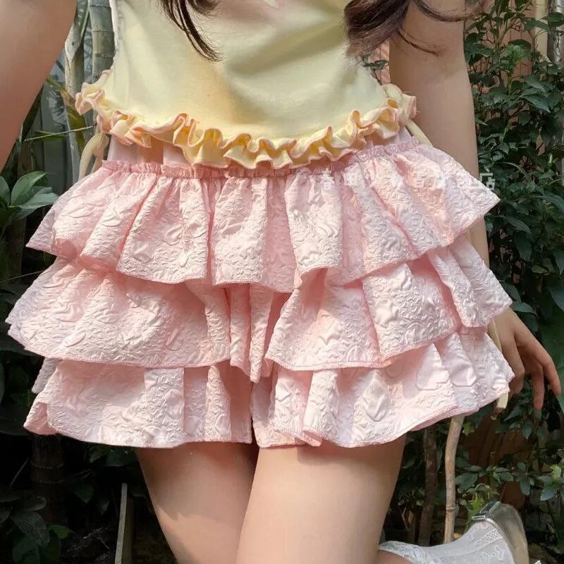 Thêm màu mới ❣️Váy Ren 3 Tầng Có Lót Quần Lưng Thun Chân váy ren tầng xếp ly dáng ngắn lưng cạp chun[váy dáng bí phồng ] | BigBuy360 - bigbuy360.vn