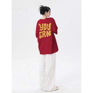 local brand ZEVILL áo thun nữ form rộng 100%Cotton. áo phông bigsize in hoạt hình áo phông nữ màu Rượu vang đỏ.Mã kiểu dáng Y1333