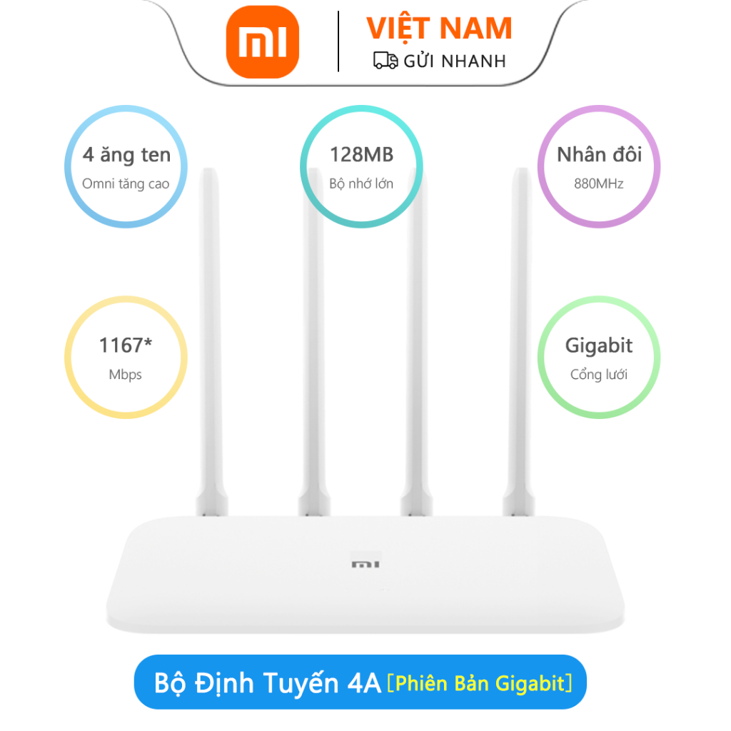 Bộ định tuyến Wi-Fi Xiaomi 4A AC1200 Gigabit Edition CPU Bộ định tuyến mạng 128MB lõi kép cho văn ph