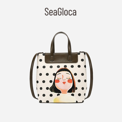 Seagloca Mới Chấm Bi Chất Lượng Cao Thời Trang In Hình Túi Vải Có Thể Điều Chỉnh Dây PU Đeo Vai Túi Dành Cho Nữ