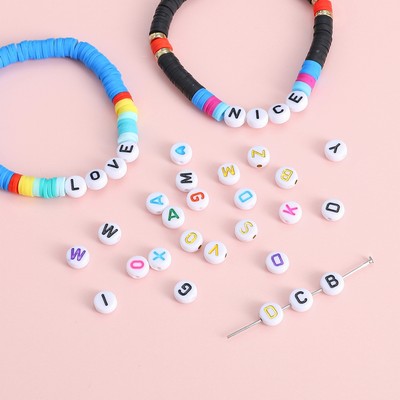 270 miếng A-Z Thư Hạt Phẳng Chất Liệu Gói DIY Handmade Chất Liệu Gói 26 Chữ Cái Tiếng Anh Hạt + Trái Tim Tình Yêu Hạt Trang Sức Làm Vòng Tay DIY Vòng Cổ