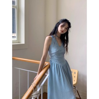 Pháp Nhẹ Nhàng Phong Cách Cao Cấp Thêu Đính Áo Vest Đầm Xuân Hè Eo Thu hẹp Ôm Hơn Nhìn Tính Khí Cổ Chữ V