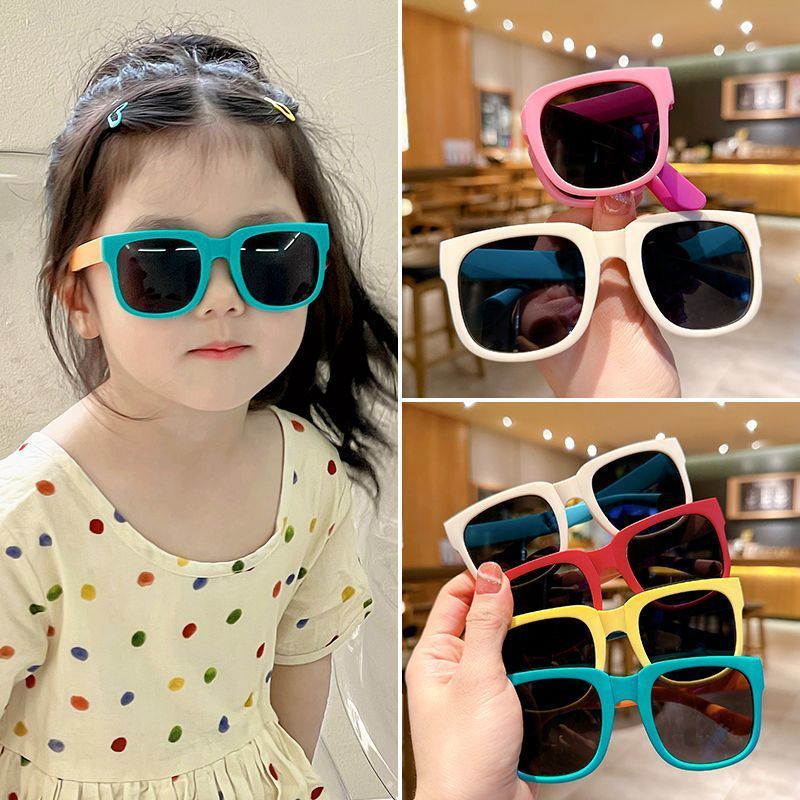 Kính râm gấp hình bầu dục UV400 Trẻ em Bảo vệ chống chói cho bé trai và bé gái TAC Ống kính du lịch ngoài trời