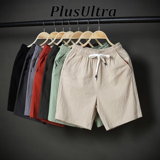 Mùa hè phong cách mới nam vải lanh quần short co giãn eo thoáng khí mỏng vải lanh cotton rời năm điểm đi biển quần nam