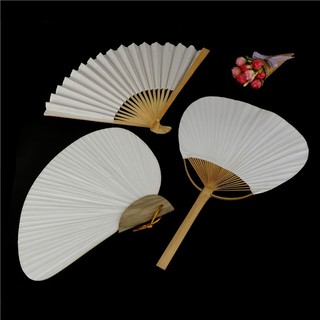 1 Chiếc Trắng Gấp Giấy Thanh Lịch Quạt Cầm Tay Tiệc Cưới