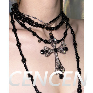 Vòng cổ choker hai lớp đính hạt ngọc trai đen thời trang cho nữ