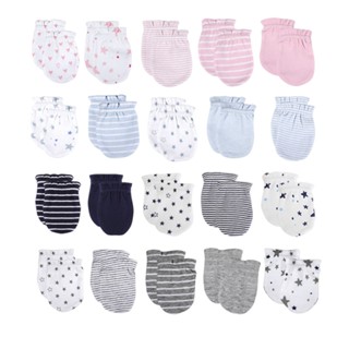 Kiddiezoom Unisex Găng Tay Chống Ráp Sơ Sinh 5 Miếng 100% Cotton 0-6M Găng Tay Bé Trai