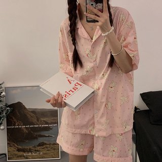 Bộ đồ ngủ thỏ dễ thương mùa hè Bộ đồ mặc tại nhà có thể mặc bên ngoài