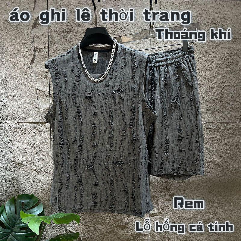 Thời Trang Mùa Hè Ánh Sáng Sang Trọng Phù Hợp Với Nam Áo Vest Quần Hai Mảnh Phù Hợp Với Rách Mỏng