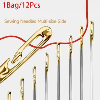 12 kim may vá mới không cần xỏ chỉ có dây móc trong đuôi mở bằng thép không gỉ diy dành cho người lớn tuổi darning