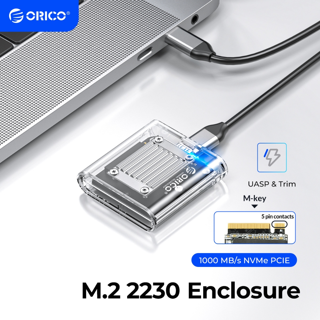 Orico M.2 NVMe SSD Enclosure 2230 NVMe Case M.2 sang USB Type C Bộ chuyển đổi ngoài cho PCIe SSD (TC