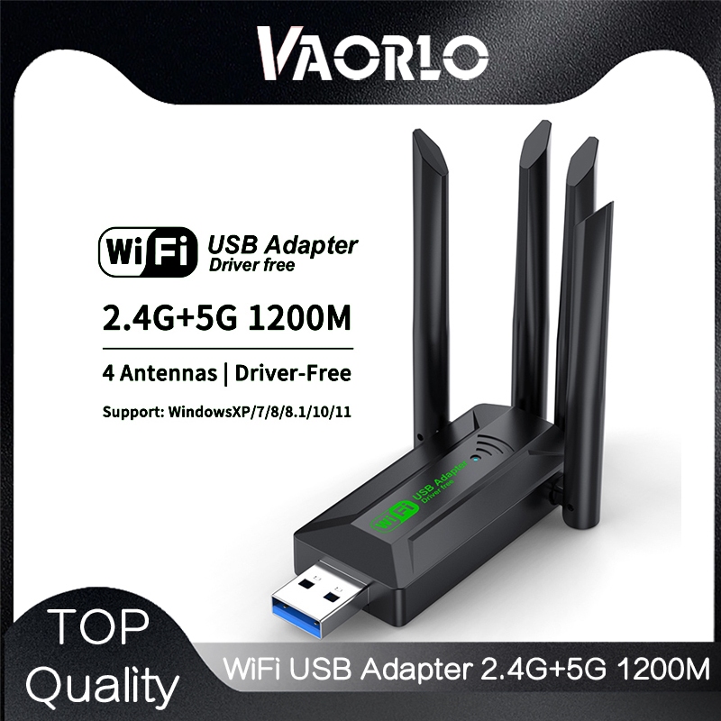 Vaorlo Chính Hãng 4 Ăng Ten 1200Mbps WiFi USB 3.0 Adapter 802.11AX Băng Đô Kép 2.4G / 5GHz Không Dây Wi-Fi Dongle Card Mạng Cho Win 10 / 11 PC