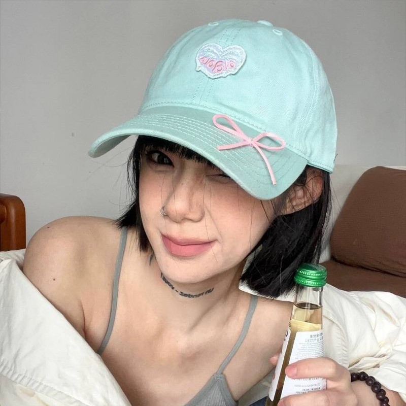 Phụ nữ Mũ bóng chày nơ dễ thương Cô gái thể hiện mặt Mũ bóng chày nhỏ