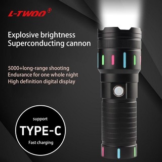 Ltwoo Mạnh Mẽ Zoomable Đèn Pin Trắng Bóng Đèn Laser 30W 5000lm USB-C Sạc Đèn Pin Cắm Trại Đi Bộ Đường Dài 1500m
