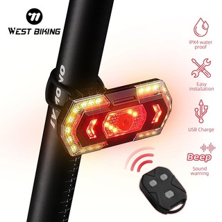 Đèn đuôi xe đạp WEST BIKING có còi điều khiển từ xa không dây USB có thể sạc lại chống thấm nước