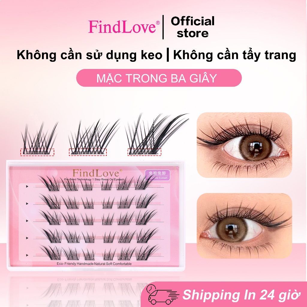 [mi giả không cần keo] FindLove Sudaji mi giả Keo Dán Lông Mi Miễn Phí C Curl 9-14mm mi giả dài mi g