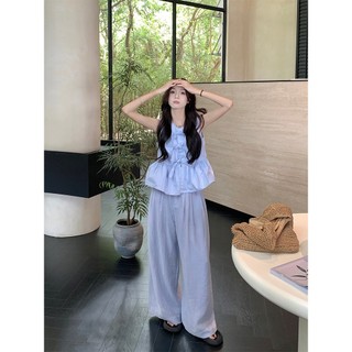 Bộ đồ thời trang nơ ba chiều đơn giản mùa hè sang trọng Hàn Quốc Áo không tay + Quần
