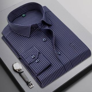 Áo sơ mi dài tay màu trắng Áo sơ mi công sở Áo sơ mi công sở Áo sơ mi sọc thông thường