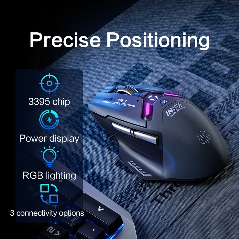 Chuột chơi game bluetooth không dây TEKKIN inphic IN9 pro Bluetooth5.0 Tri-mode PAW3395 26000dpi có 