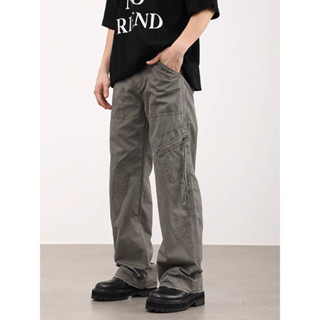 Paul FITZGERALD Mỹ retro rửa thiết kế đau khổ dành cho nam và nữ đường phố cao cấp giản dị phù hợp với quần yếm cổ điển thẳng