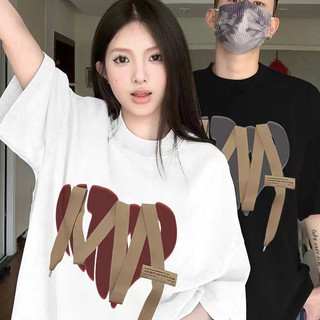 HIIXIIVI Thương Hiệu Mới 100% Cotton Unisex Áo Thun Nữ Tay Ngắn Nam Nữ Baggy Cổ Tròn Rời In Độc Đáo Cặp Đôi Tee
