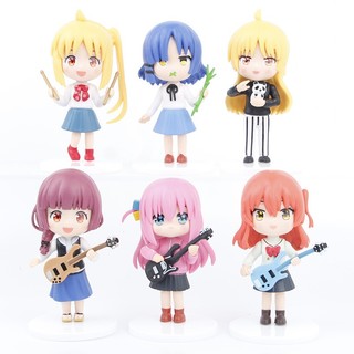 6 cái / bộ anime bocchi the rock hình gotoh hitori ljichi nijika yamada ryo kita ikyuo chơi đàn guitar q phiên bản pvc nhân vật hành động mô hình đồ chơi búp bê