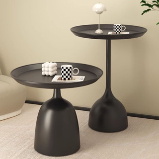 Bàn cà phê sắt ban công / Bàn nhỏ tròn sáng tạo tối giản / Bàn bên ghế Sofa / Phòng ngủ Bàn đầu giường Mini màu trắng sữa