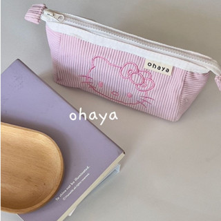 Ohaya 丨 D147 hello kitty Corduroy pen Case đơn giản hình con tàu túi bút màu hồng Văn phòng phẩm Túi đựng mỹ phẩm