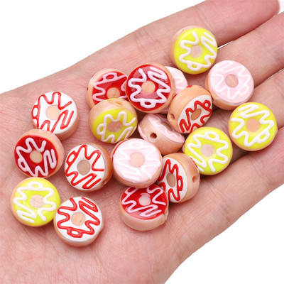 1 Mảnh 15 Mm Thủy Tinh Vẽ Tay Hai Mặt Donut Hạt Cho DIY Vòng Cổ Vòng Tay Bông Tai Trang Sức Làm Phụ Kiện