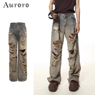 Quần jean ống rộng hiphop jean nam rách retro jean baggy nam uncover quần jean ống đứng Cao Cấp quần jean nam thời trang