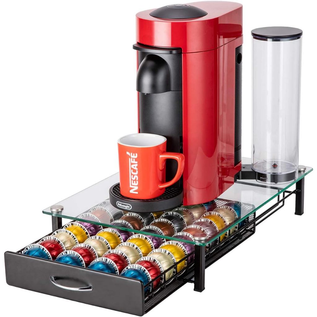 Nespresso Pod Holder Drawer Coffee Pod Organizer Storage for Nespresso Capsules Holder Glass Storage