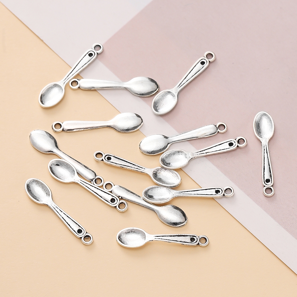 St. kunkka 10 Chiếc Mặt Dây Chuyền Hợp Kim Mini Dễ Thương Thìa Mặt Dây Chuyền Cho DIY Trang Sức Mặt Dây Chuyền Làm