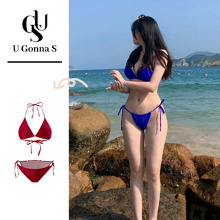 U Gonna S Bikini Bộ Đồ Bơi Đi Biển Nữ Đệm Gợi Cảm 2 Mảnh 2024 Phong Cách Mới Cổ Chữ V Dây Không Tay Đen Xanh Hồng Cao Cấp Thời Trang Dễ Thương Co Giãn