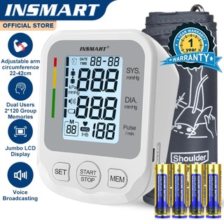 INSMART Máy đo huyết áp cánh tay trên Màn hình Lcd điện tử Chức năng giọng nói tự động Hỗ trợ 2 người dùng