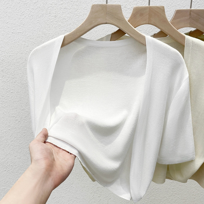 YAYUAN Áo len ngắn tay Cardigan nữ màu đen | BigBuy360 - bigbuy360.vn