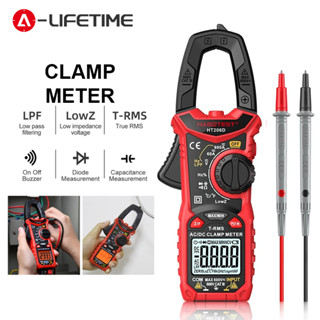 Máy đo kẹp kỹ thuật số HT206 600V AC DC 6000 Đếm dòng điện Tự động / Phạm vi thủ công Đồng hồ vạn năng 600A Ampe kế Máy kiểm tra điện áp True RMS Điện dung NCV Ohm Máy kiểm tra Hz liên tục