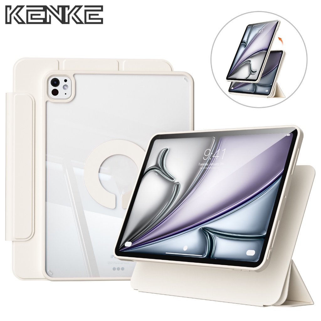 Ốp lưng KENKE ipad 3 trong 1 có thể tháo rời acrylic trong suốt cho ipad 2024 Air thế hệ thứ 6 13 in
