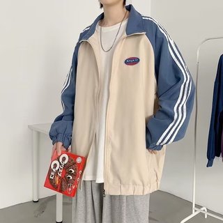 Áo khoác bomber hai lớp chắp vá của nam giới / Size M-3XL Áo khoác bóng chày nam Hàn Quốc Áo khoác gió thời trang Áo khoác 2 lớp từ áo khoác dù rộng
