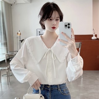 Phong Cách Hàn Quốc Nữ Nữ Rời Búp Bê Cổ Áo Sơ Mi Tay Dài Áo Baju Baju Wanita Lengan Panjang