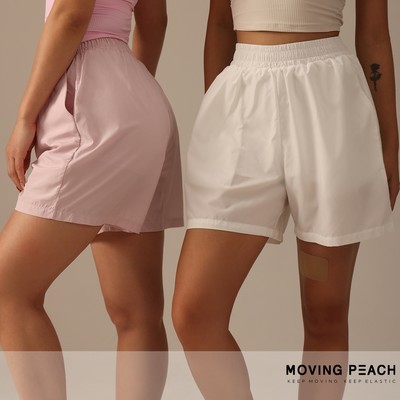 MOVING PEACH Nữ Thể Thao Quần Giữa Tầng Cao Tay Trước Túi Chạy Bộ Ngoài Trời Quần Short Thoáng Khí Nhanh Khô Với Quần Short Bên Trong BPF