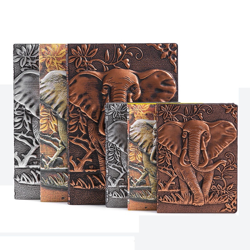 3D Voi Nổi Notebook Vintage Nhật Ký Tạp Chí Thủ Công Kinh Thánh Retro Thời Trang Notebook A5 / A6 Du