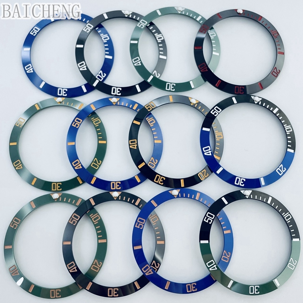 BAICHEGN 38mm Vòng gốm GMT Diver 's Style Watch Viền chèn cho vỏ đồng hồ 40mm Thay thế phụ kiện Vòng