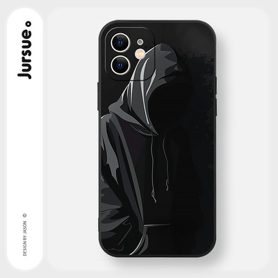 Ốp lưng JURSUE mềm chống bẩn độc lạ ngầu nam màu đen cho iPhone 17 16 15 14 13 12 11 Pro Max SE 2020 X XR XS 8 7 ip kute Y5277Q