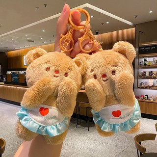 Gấu bơ hoạt hình móc khóa hoạt hình gấu hoạt hình móc khóa quà tặng vòng chìa khóa có sẵn